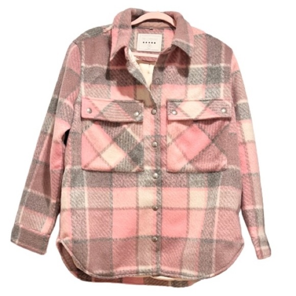 NWT Blank NYC Cabin Fever Pink Plaid Shacket Size Medium - Picture 5 of 8